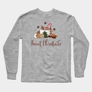Sweet Christmas Frappuccino Cookie Cinnamon Illustration Long Sleeve T-Shirt